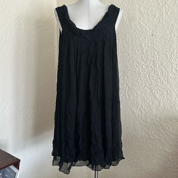 Diane Von Furstenburg Black Silk Babydoll Smock Dress 12 - Picture 1 of 10